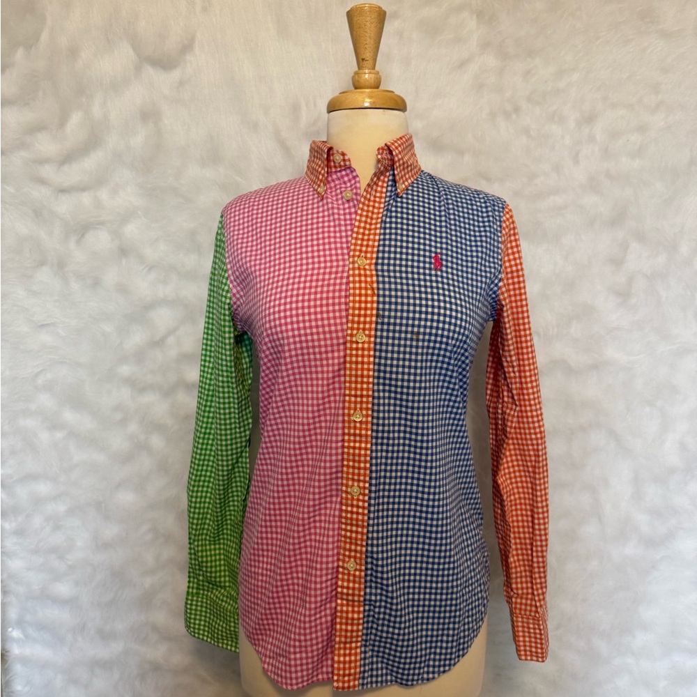 Ralph Lauren Colorful Patchwork Button Down Shirt - image 1